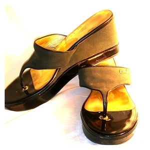 Coach 2.5" Heel Black Signature Canvas Sandles